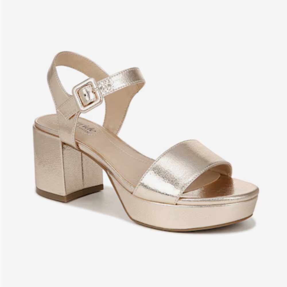 Lifestride Gold platform Sandal NWOT